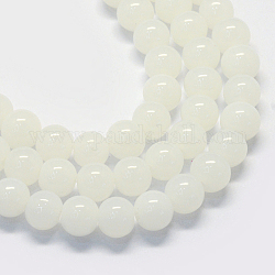 Chapelets de perles rondes en verre imitation jade peint, blanc, 10~10.5mm, Trou: 1.5mm, Environ 85 pcs/chapelet, 31.4 pouce