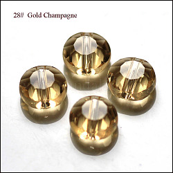 Abalorios de cristal austriaco de imitación, aaa grado, facetados, plano y redondo, oro, 6x3.5mm, agujero: 0.7~0.9 mm