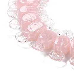 Manuell Murano Glas Perlen, Süßigkeiten mit Streifenmuster, rosa, 26~29x9x7.5~8 mm, Bohrung: 1 mm