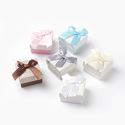 Бумажные пакеты картонные коробки для браслетов, квадрат с бантом, разноцветные, 5x5x3.5 см