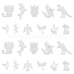 Unicraftale 22Pcs 11 Style 201 Stainless Steel Charms, Laser Cut, Mixed Shapes, Stainless Steel Color, 2pcs/style