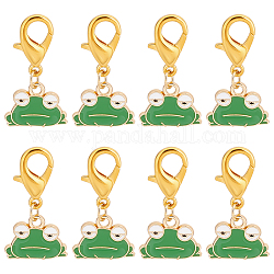 Alloy Enamel Frog Pendant Locking Stitch Markers, Zinc Alloy Lobster Claw Clasp Stitch Marker, Golden, 2.8cm, 12pcs/set