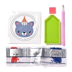 Kits d'autocollants de peinture au diamant motif tête d'ours bricolage pour enfants, y compris photo papier, resinrhinestone, plateau en plastique, stylo et colle argile, colorées, 0.3x0.1 cm, 3 sachet