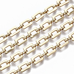 Brass Chains, Rectangle Link Chains, Unwelded, with Spool, Light Gold, Rectangle: 6.5x4.6x1mm, Link: 5.8x2.5x1.2mm, about 16.4 Feet(5m)/roll