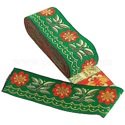 Gorgecraft 1 paquet de 7 m de long ruban jacquard brodé floral garniture tissée vintage tissu de 2 pouces de large pour fournitures d'artisanat d'embellissement (vert)