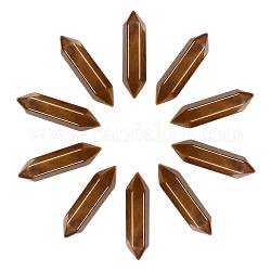 SUNNYCLUE 1 Box 10Pcs Tiger Eye Point Crystal Hexagonal Quartz Healing Chakra Faceted Gemstone Pointed Bullet Stones Wands Carved for Jewelry Making DIY Necklace Riki Balancing Meditation