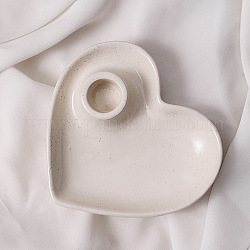 Bougeoir en porcelaine, porte-bougie chauffe-plat, cœur, fumée blanche, 13.7x4.2 cm
