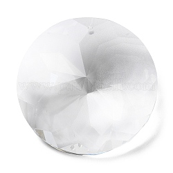 Transparente Glas-Anhänger, facettiert, flache runde Charme, für Kronleuchter Kristall hängende Anhänger, Transparent, 45x18 mm, Bohrung: 1.8 mm
