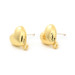 Accessoires de clous d'oreilles en alliage, avec 925 épingles et boucles en argent sterling, cœur, or, 11.5x10mm, Trou: 1.5mm, pin: 0.7 mm