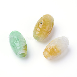 Natürliche myanmarische Jade / burmesische Jadeperlen, Großloch perlen, gefärbt, Oval, 21x12 mm, Bohrung: 4 mm