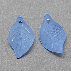 Transparent Acrylic Pendants, Frosted, Leaf, Cornflower Blue, 18x11x3mm, Hole: 2mm, about 1877pcs/500g