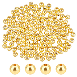 PH Pandahall 150 Stück 6 mm Goldperlen, 18 Karat vergoldete Messingperlen, langlebige, runde, glatte Abstandsperlen, nahtlose, lose Kugelperlen für Sommer-Hawaii-Halskette, stapelbar, Ohrring machen