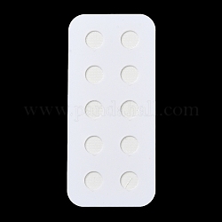 Tablero de exhibición de perlas acrílicas de 10 orificio, tablero de pasta de cuentas sueltas, con adhesivo en la espalda, blanco, Rectángulo, 11x5x0.15 cm, tamaño interior: 1 cm de diámetro