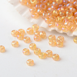 12/0 Grade A Round Glass Seed Beads, Transparent Colours Rainbow, Wheat, 2x1.5mm, Hole: 0.5mm, about 45000pcs/pound