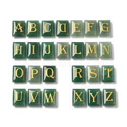 26Pcs Natural Green Aventurine Healing Rectangle with Letter A~Z Display Decorations, Reiki Energy Stone Ornament, 20x15x6.5mm