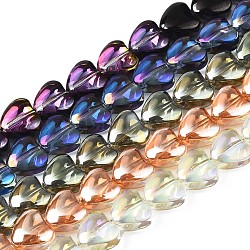 Electroplate Glass Beads Strands, Heart, Mixed Color, 7~8x8x4.5mm, Hole: 0.8mm, about 84~87pcs/strand, 24.41 inch~ 25.43 inch(62~64.6cm)