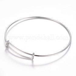 Bracelet extensible réglable en 304 acier inoxydable fabrication de bracelet, couleur inoxydable, 2-1/2 pouce (63~65 mm)