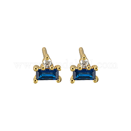 Boucles d'oreilles à tige rectangulaires en argent sterling s925, avec de la zircone cubique clair, or, 4.5x0.05mm