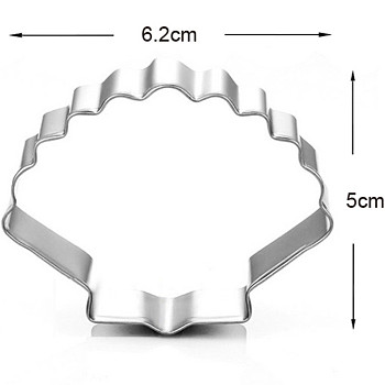 304 Stainless Steel Cookie Cutters, Cookies Moulds, DIY Biscuit Baking Tool, Scallop Shell Shape, Stainless Steel Color, 50x62mm