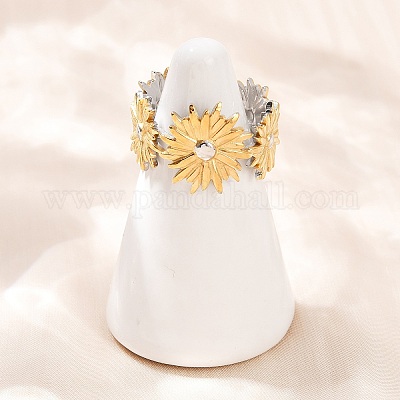 Двухцветные манжетные кольца из нержавеющей стали 304 RJEW-S635-01GP-09-1