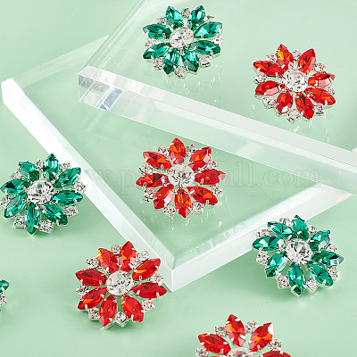 8 шт. 2-цветные пуговицы с тремя отверстиями из сплава со стразами на ножке BUTT-GA0001-16-1