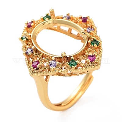 Покрытие стойки овальная латунь микропаве кубический цирконий регулируемые кольцевые компоненты X-KK-Q819-17G-1