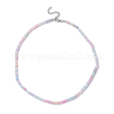 Collier de perles de verre rectangle&nbsp;NJEW-JN04328-1