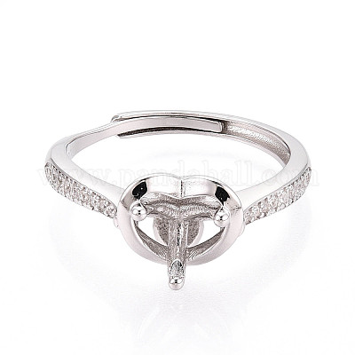 Позолоченное родием 925 стерлинговое серебро с микропаве из кубических цирконий помолвочное кольцо-солитер STER-N016-76P-1