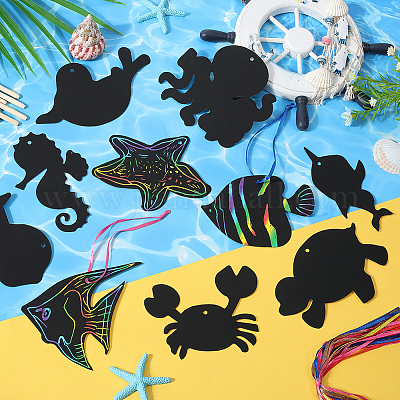 Наборы для украшения подвесок из радужной бумаги с царапинами&nbsp;DIY-WH20013-21B-1