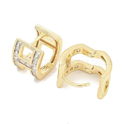 Латунные серьги из микро-паве прозрачного кубического циркония EJEW-S228-08G-1