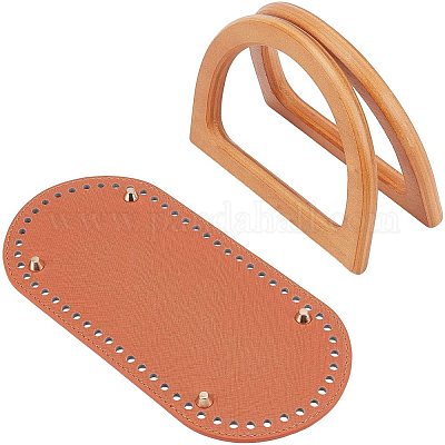 Wholesale WADORN 2pcs Wooden Purse Handles Leather Oval Bag Nail