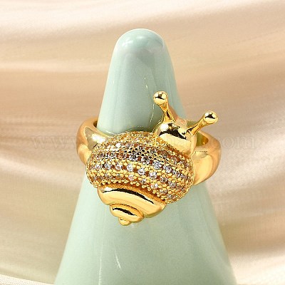 Открытые манжеты из латуни с микропаве и прозрачным цирконием для женщин RJEW-I111-03G-01-1