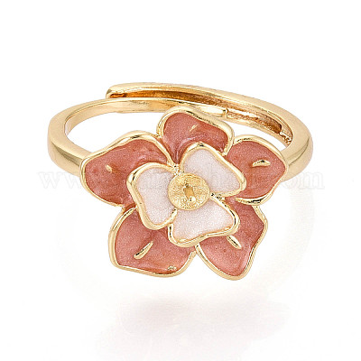 Цветочная латунная эмаль регулируемые кольца KK-T079-17G-1