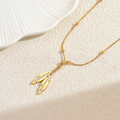 Женские лариаты из нержавеющей стали с микропаве из прозрачных кубических цирконий OM9409-1