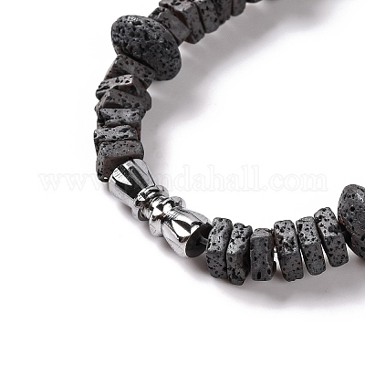 Квадратные и рондельные ожерелья из натуральных бусин из лавового камня NJEW-Q341-11-1