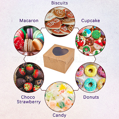 Квадратные бумажные коробки для печенья с прозрачным окошком в форме сердца CON-TAC0001-12C-02-1