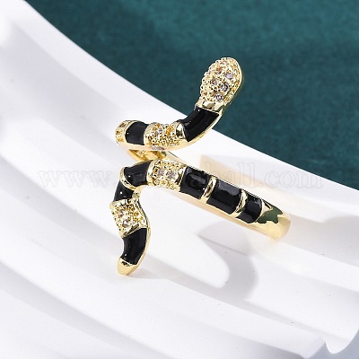 Латунные кольца-манжеты с микропаве и прозрачным цирконием для женщин RJEW-U047-39G-1