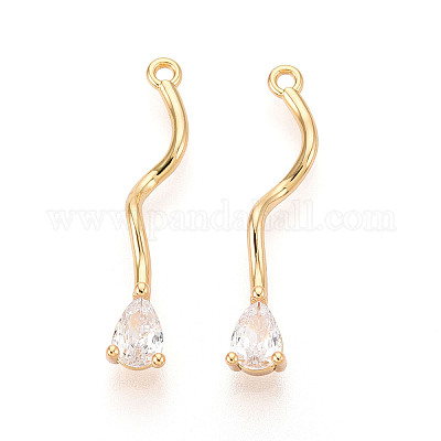 Латунные микропаве прозрачные подвески с фианитом KK-T078-01G-01-1