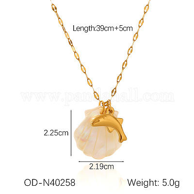 Женские ожерелья с подвесками из натуральной ракушки и нержавеющей стали 304 в виде цепочек с подвесками на морскую тематику FS-WG58500-05-1