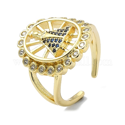 Латунь с кольцами из кубического циркония RJEW-B051-56G-1