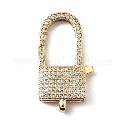 Застежки-клешни из прозрачной латуни с кубическим цирконием KK-Z078-48B-G-1