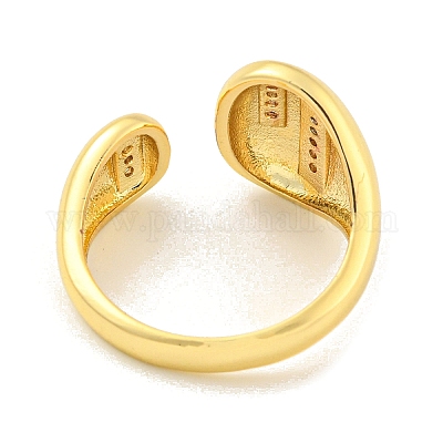 Открытая манжета из латуни с микропаве из прозрачного кубического циркония для женщин RJEW-M173-02A-G-1