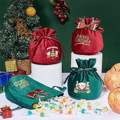 4 шт. 4 стиля рождественские бархатные мешочки для конфет и яблок TP-BC0001-05-1