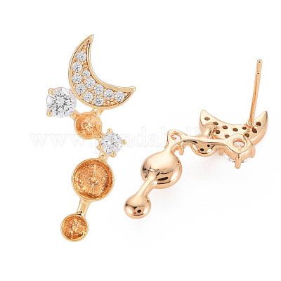 Латунные микро-паве прозрачные серьги-гвоздики из циркония KK-S364-060-1