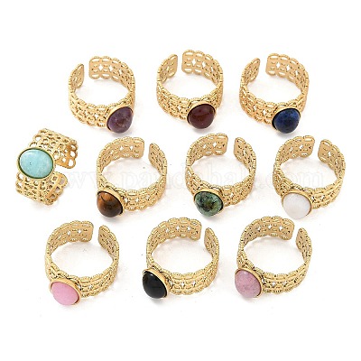 Открытые полые манжетные кольца из нержавеющей стали 304 RJEW-Z078-12G-1