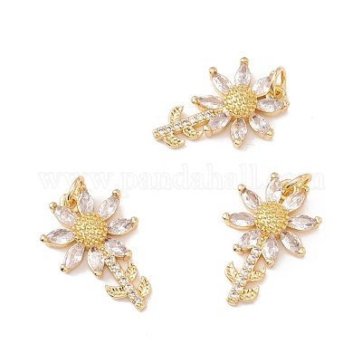 Латунные микропаве прозрачные подвески с фианитом KK-G415-42G-1