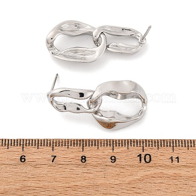 Серьги-гвоздики из латуни с подвесками EJEW-R025-13P-1