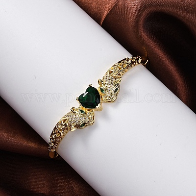 Браслеты с подвесками из латуни с микропаве из кубического циркония BJEW-H624-03G-1