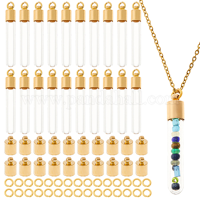 Наборы для самостоятельного изготовления ожерелий с подвесками из нержавеющей стали 304 и стеклянной бутылки DIY-HS0001-51G-1