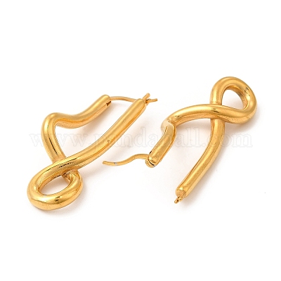 Левые и правые серьги-кольца с вакуумным покрытием PVD из нержавеющей стали 304 с закрученными кольцами для женщин EJEW-P219-02G-1